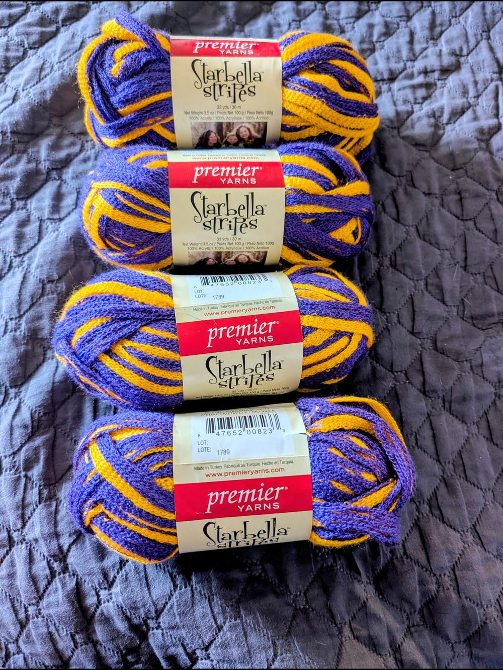 Premier Starbella Stripes Variegated Purple & Gold Party Yarn - 4-Pack